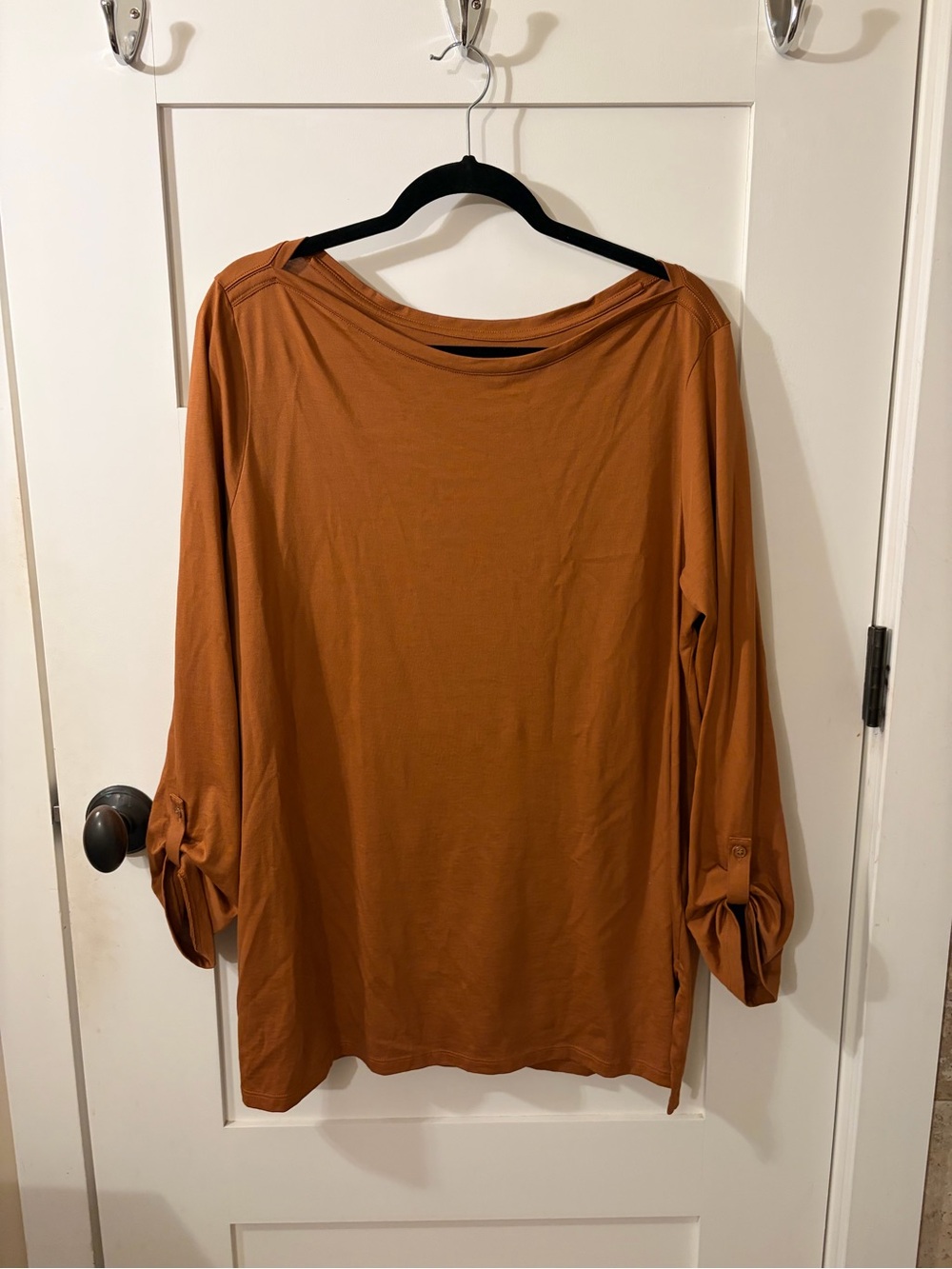 Lands' End Rust Long Sleeve Boatneck Top